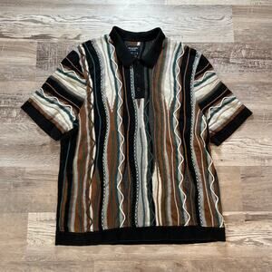 Abercrombie & Fitch Textured Knit Polo Shirt XL Coogi Style 90s Grandpa Core